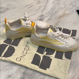 ONCEPT Women's White and Yellow Sneakers